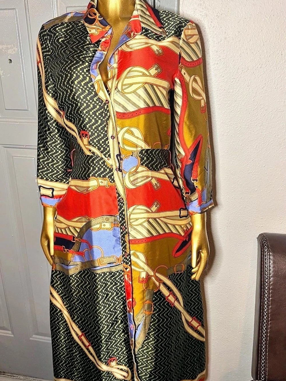 Zara Woman Printed Midi Dress Size Medium Like New